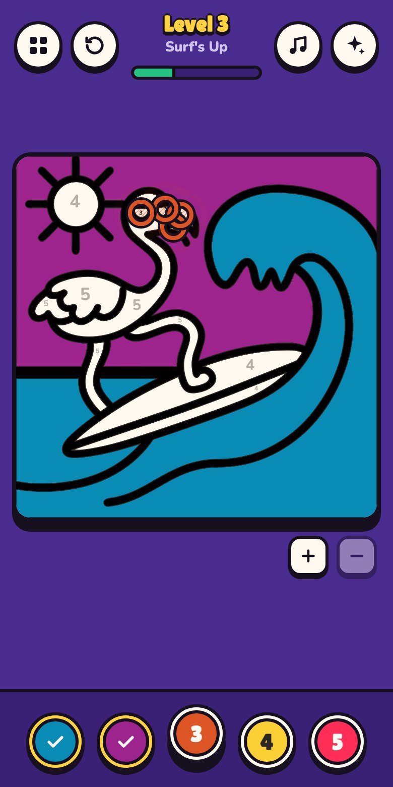 Tiny areas on a surfing flamingo's sunglasses highlighted with pulsing rings